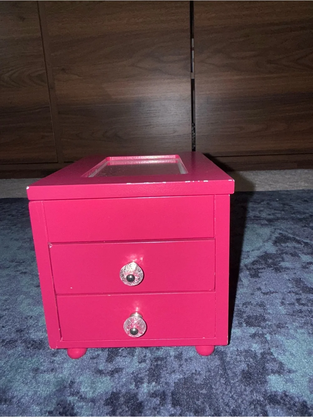 Vintage Y2K Xhilaration Hot Pink Wooden Jewelry Box Organizer